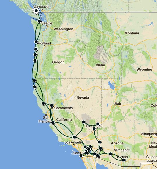 Map of Our First Snowbird Season