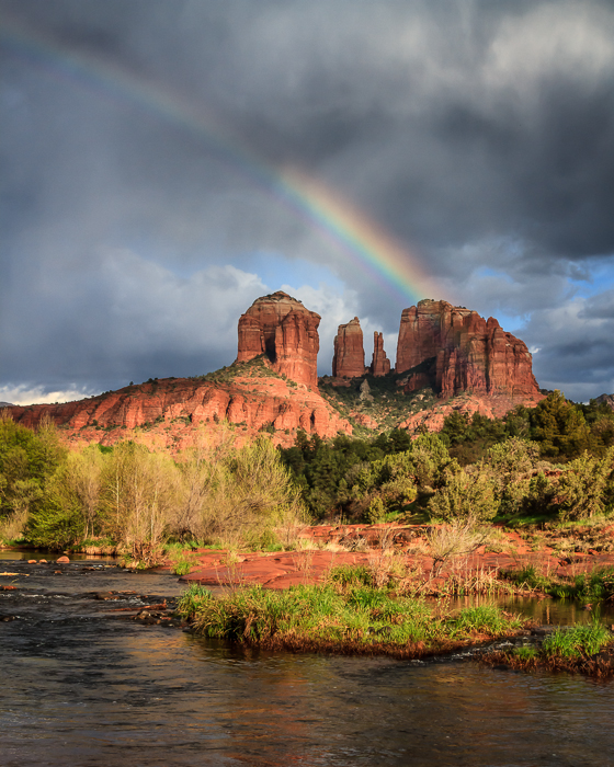 Rainbow over Cathedral Rock near Sedona, Arizona, by Anne McKinnell