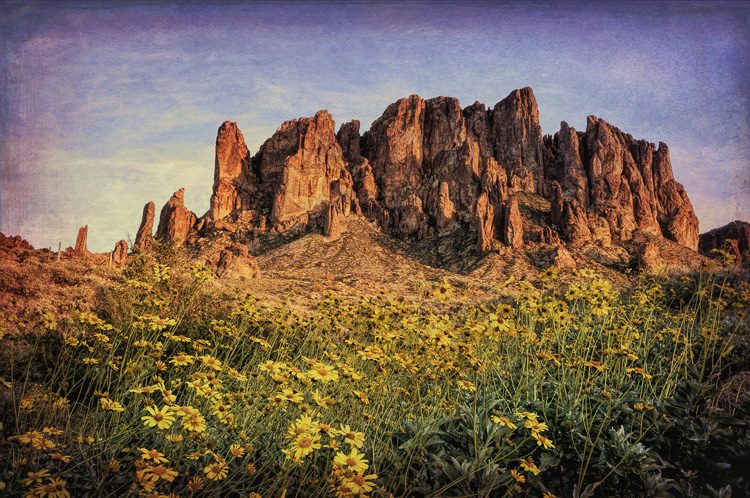 The Superstition Mountains in Lost Dutchman State Park, Arizona.