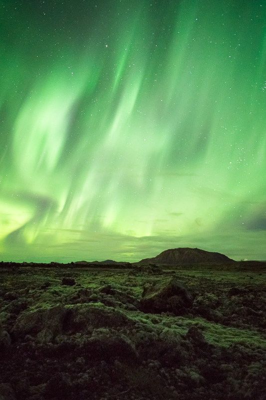 Northern Lights over Lava Field by Anne McKinnell