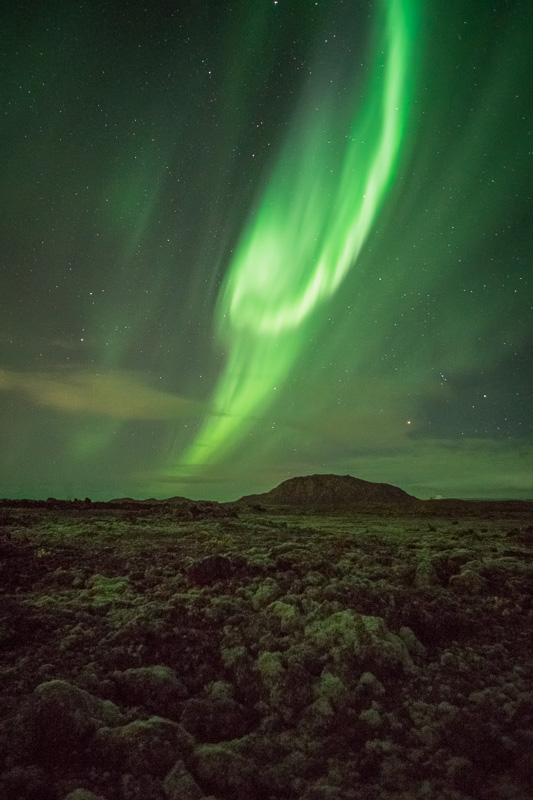 Northern Lights over Lava Field by Anne McKinnell