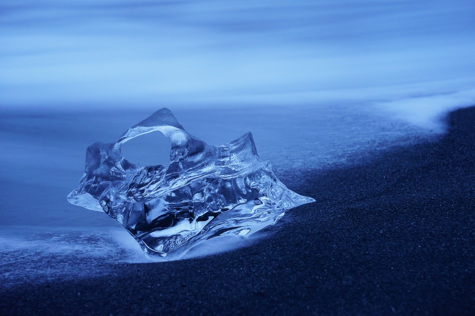 Iceberg on Black Sand Beach by Anne McKinnell