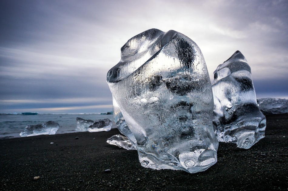 Ice sculpture at Breiðamerkursandur beach, Iceland by Anne McKinnell