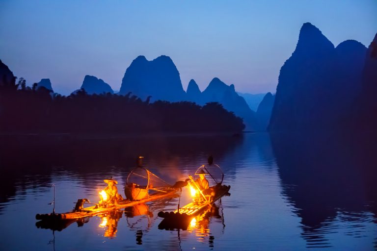 Cormorant Fishermen on the Li River, Guilin, China
