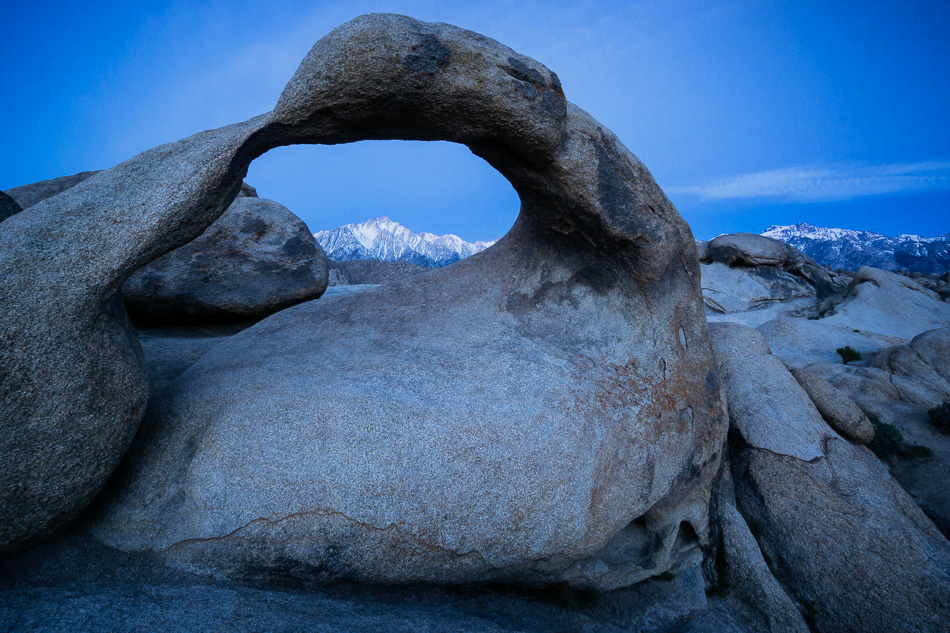 Mobius Arch, Alabama Hills, California, at twilight.