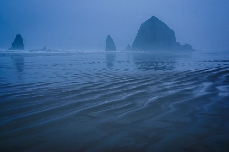 Ripples in the sand on Cannon Beach, Oregon.